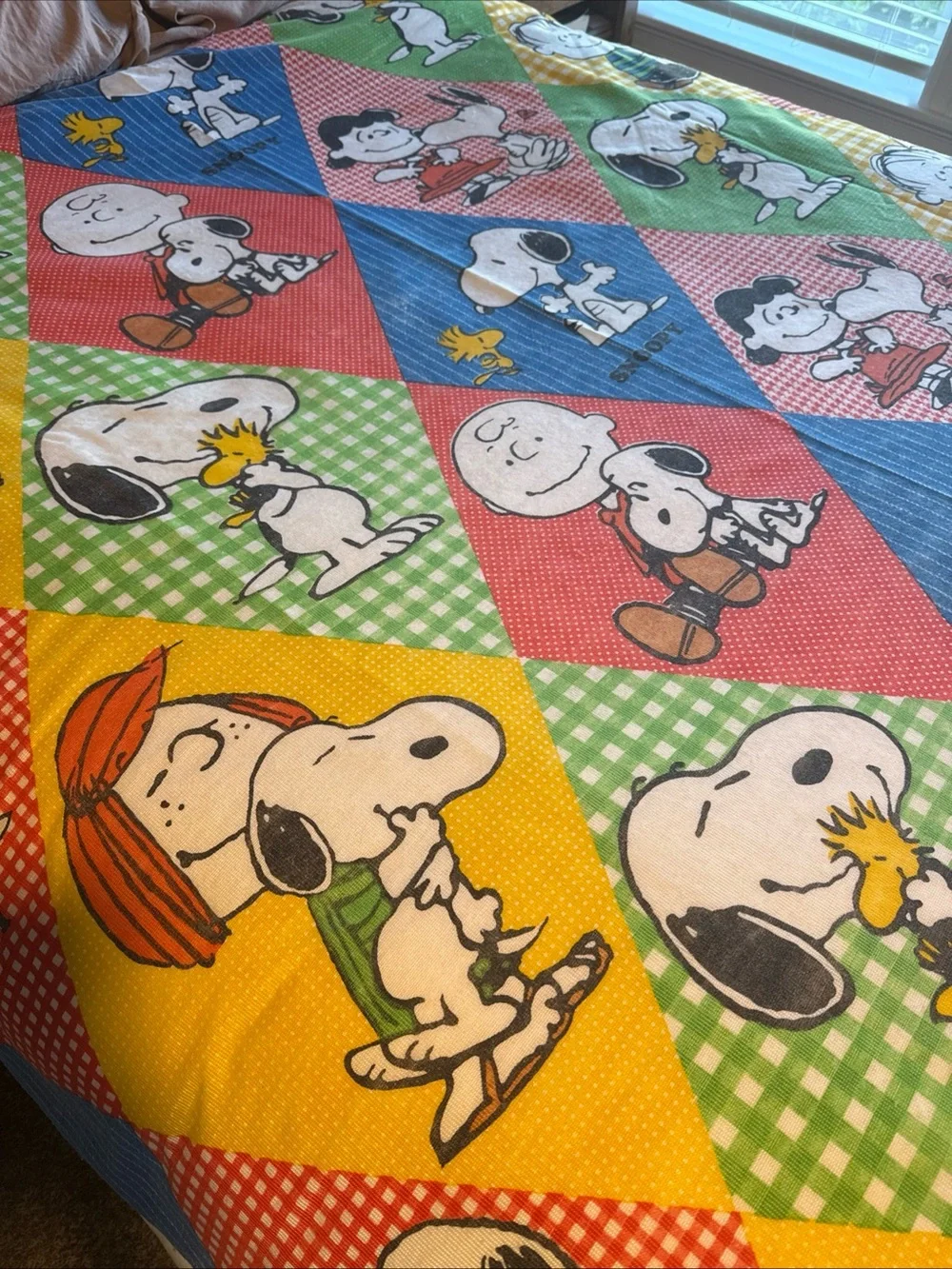 Peanuts Patchwork Snoopy Bedding Cover - Multicolor Lucy, peppermint Patty more!
